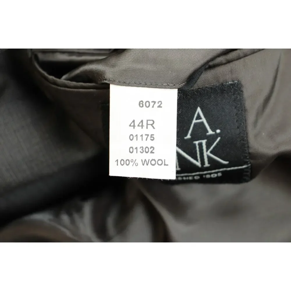 Jos A Bank Suit‎ Mens Size 44R Brown Micro Check 100% Wool 2 Piece 38 x 26 Pants